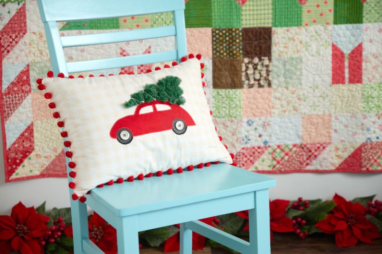 Retro Pop-Up Pine Pillow - Dimensional Holiday Decor