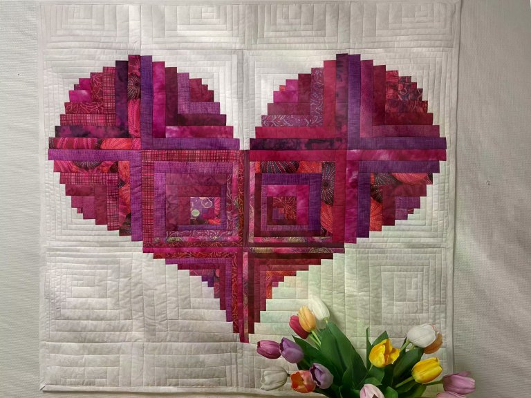 Rounded Log Cabin Heart In the Hoop