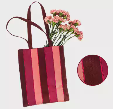 Tote with Ribbon-Embellished Flatlock Stitching