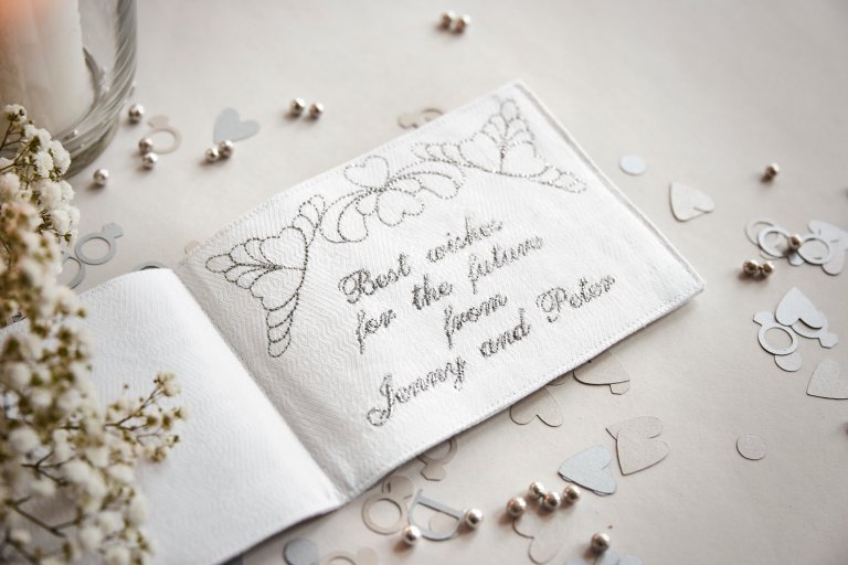Silver Quilted Motif Wedding Card