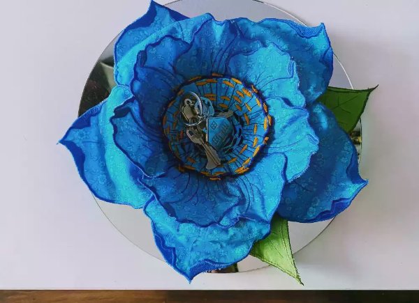 Embroidered Applique Flower Bowl