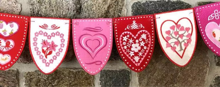 Create In-the-Hoop Heart Pennant Embroidery Designs