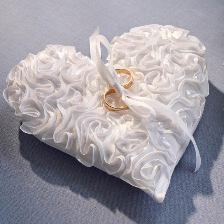 Timeless Elegance: Ring Bearer Pillow with Ribbon Embroidery