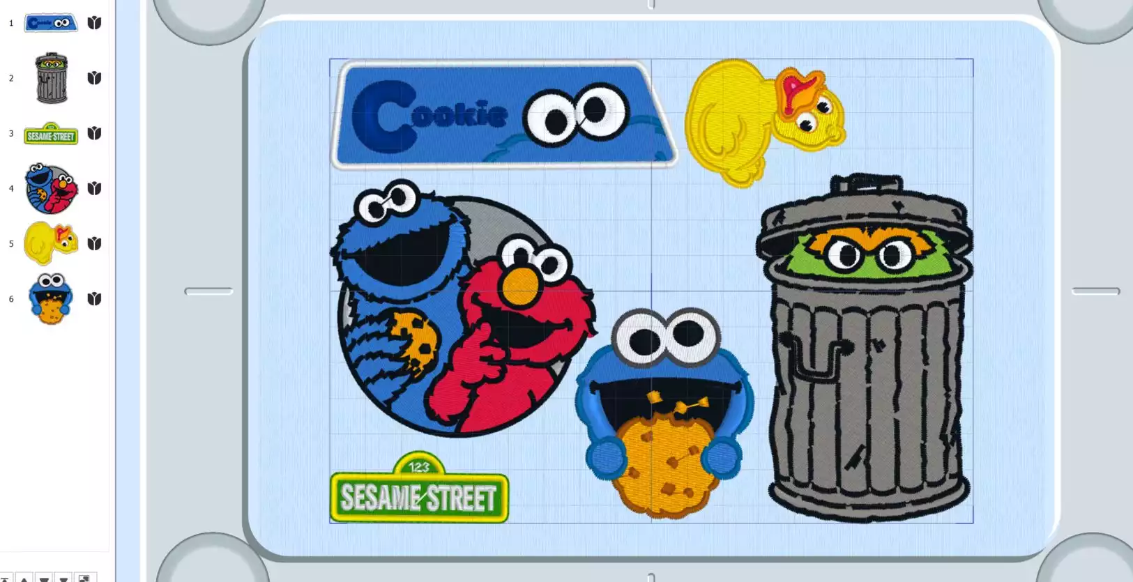 Sesame-street-patches-embroideries-added-to-hoop.jpg