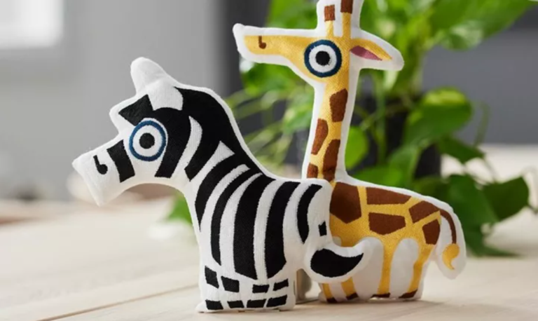 Fabric zebra and giraffe
