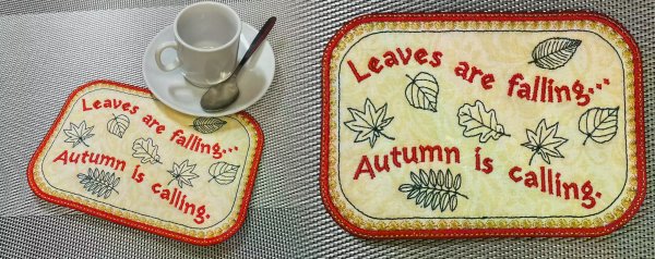 Make an Autumn Leaves Mug Rug Embroidery Design